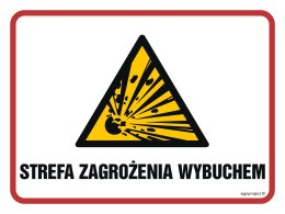 Znak NB008 Strefa zagrożenia wybuchem, 200x150 mm, FN - Folia samoprzylepna