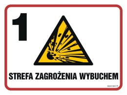 Znak NB009 Strefa zagrożenia wybuchem 1, 200x150 mm, PN - Płyta 1 mm