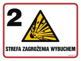 Znak NB010 Strefa zagrożenia wybuchem 2, 400x300 mm, FN - Folia samoprzylepna