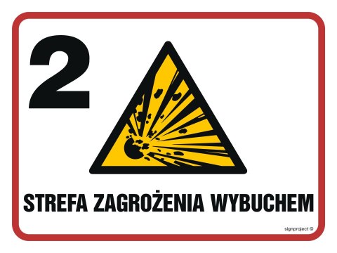 Znak NB010 Strefa zagrożenia wybuchem 2, 400x300 mm, PN - Płyta 1 mm