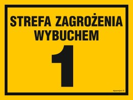 Znak NB021 Strefa zagrożenia wybuchem 1, 300x225 mm, FN - Folia samoprzylepna