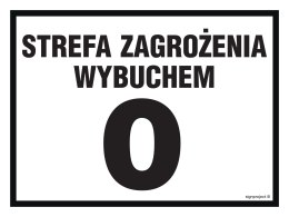 Znak NB022 Strefa zagrożenia wybuchem 0, 300x225 mm, BN - Płyta żółta 0,6mm