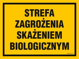 Znak NB031 Strefa zagrożenia skażeniem biologicznym, 200x150 mm, BN - Płyta żółta 0,6mm