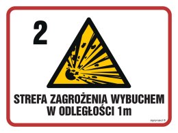 Znak NB039 Strefa zagrożenia wybuchem w odległości 1 m Z-2, 200x150 mm, PN - Płyta 1 mm