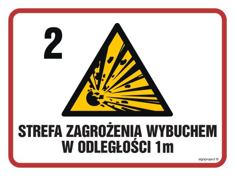 Znak NB039 Strefa zagrożenia wybuchem w odległości 1 m Z-2, 600x450 mm, PN - Płyta 1 mm