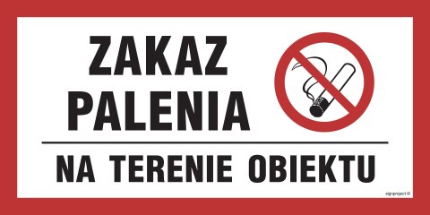 Znak NC008 Zakaz palenia na terenie obiektu, 200x100 mm, FN - Folia samoprzylepna