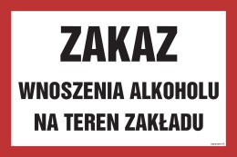 Znak NC012 Zakaz wnoszenia alkoholu na teren zakładu, 200x133 mm, FN - Folia samoprzylepna