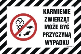 Znak NC021 Karmienie zwierząt może być przyczyną wypadku, 300x200 mm, BN - Płyta żółta 0,6mm