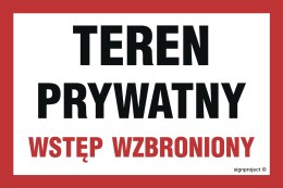 Znak NC031 Teren prywatny wstęp wzbroniony, 300x200 mm, PN - Płyta 1 mm