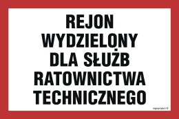 Znak NC034 Rejon wydzielony dla służb ratownictwa technicznego, 200x133 mm, PN - Płyta 1 mm