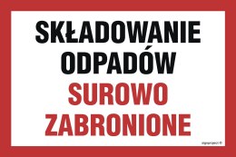 Znak NC062 Składowanie odpadów surowo zabronione, 750x500 mm, FN - Folia samoprzylepna