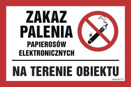 Znak NC087 Zakaz palenia papierosów elektronicznych na terenie obiektu, 200x133 mm, PN - Płyta 1 mm