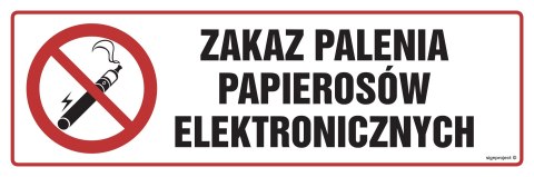 Znak NC090 Zakaz palenia papierosów elektronicznych, 450x150 mm, FN - Folia samoprzylepna