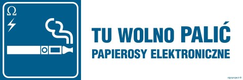 Znak NC098 Tu wolno palić papierosy elektroniczne, 300x100 mm, FN - Folia samoprzylepna