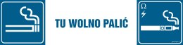 Znak NC099 Tu wolno palić, 400x100 mm, FN - Folia samoprzylepna