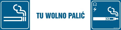 Znak NC099 Tu wolno palić, 400x100 mm, PN - Płyta 1 mm