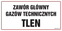 Znak NC105 Zawór główny gazów technicznych Tlen, 200x100 mm, PN - Płyta 1 mm