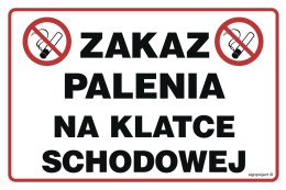 Znak NC108 Zakaz palenia na klatce schodowej, 200x133 mm, FN - Folia samoprzylepna