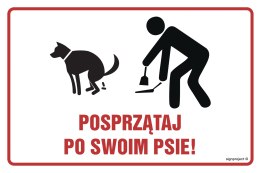 Znak NC132 Posprzątaj po swoim psie, 750x500 mm, FN - Folia samoprzylepna