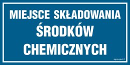 Znak ND014 Miejsce składowania środków chemicznych, 200x100 mm, PN - Płyta 1 mm