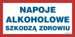 Znak ND016 Napoje alkoholowe szkodzą zdrowiu, 300x150 mm, PN - Płyta 1 mm