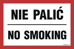 Znak ND018 Nie palić / No smoking, 300x150 mm, FN - Folia samoprzylepna