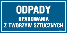 Znak ND021 Odpady opakowania z tworzyw sztucznych, 200x100 mm, PN - Płyta 1 mm