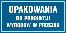 Znak ND023 Opakowania do produkcji wyrobów w proszku, 300x150 mm, FN - Folia samoprzylepna