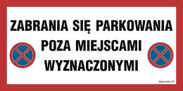 Znak ND059 Zabrania się parkowania poza miejscami wyznaczonymi, 200x100 mm, FN - Folia samoprzylepna