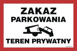 Znak ND062 Zakaz parkowania teren prywatny, 200x133 mm, PN - Płyta 1 mm