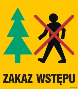 Znak OB020 Zakaz wstępu, 350x400 mm, PN - Płyta 1 mm