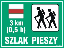 Znak OC004 Szlak pieszy - długość, 400x300 mm, PN - Płyta 1 mm