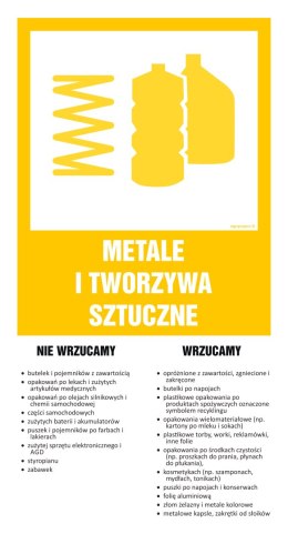 OD201 Instrukcja segregacji odpadów - METALE I TWORZYWA SZTUCZNE, 200x370 mm, FN - Folia samoprzylepna