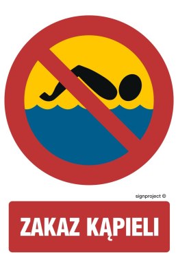 Znak OE018 Zakaz kąpieli, 500x750 mm, ON - Blacha ocynk