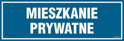 Znak PA051 Mieszkanie prywatne, 300x100 mm, FN - Folia samoprzylepna