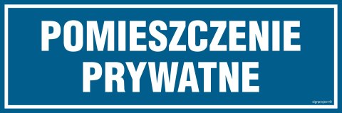 Znak PA064 Pomieszczenie prywatne, 150x50 mm, PN - Płyta 1 mm