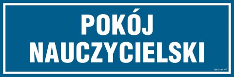 Znak PA151 Pokój nauczycielski, 300x100 mm, FN - Folia samoprzylepna