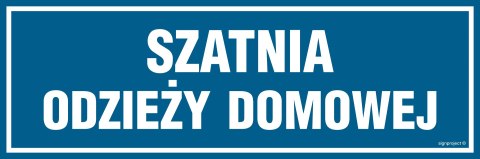 Znak PA306 Szatnia odzieży domowej, 300x100 mm, PN - Płyta 1 mm