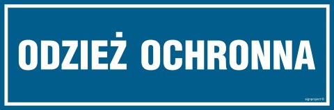 Znak PA329 Odzież ochronna, 150x50 mm, PN - Płyta 1 mm