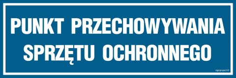 Znak PA381 Punkt przechowywania sprzętu ochronnego, 150x50 mm, PN - Płyta 1 mm