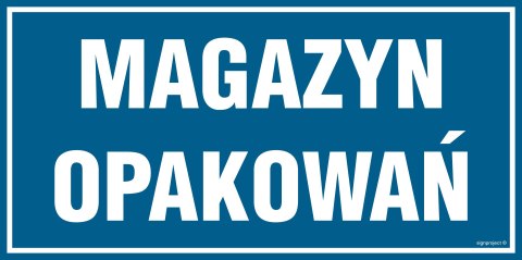 Znak PA523 Magazyn opakowań, 200x100 mm, FN - Folia samoprzylepna