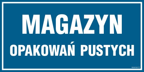 Znak PA524 Magazyn opakowań pustych - opakowanie 10 sztuk, 100x50 mm, PN - Płyta 1 mm