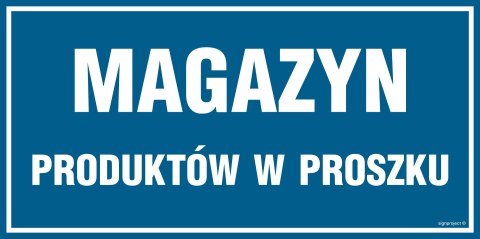 Znak PA525 Magazyn produktów w proszku - opakowanie 10 sztuk, 100x50 mm, PN - Płyta 1 mm