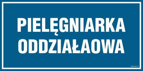 Znak PA542 Pielęgniarka oddziałowa - opakowanie 10 sztuk, 100x50 mm, PN - Płyta 1 mm