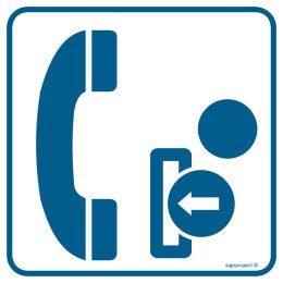 Znak RA035 Telefon na żetony, 150x150 mm, PN - Płyta 1 mm