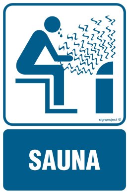 Znak RB001 Sauna, 150x225 mm, FN - Folia samoprzylepna