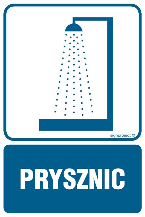 Znak RB002 Prysznic, 100x150 mm, PN - Płyta 1 mm