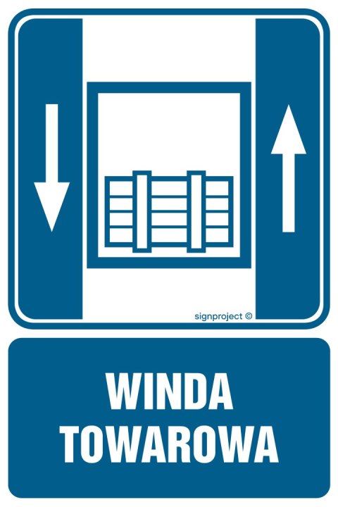 Znak RB006 Dźwig towarowy, 200x300 mm, PN - Płyta 1 mm