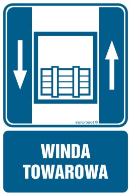 Znak RB006 Dźwig towarowy, 500x750 mm, PN - Płyta 1 mm