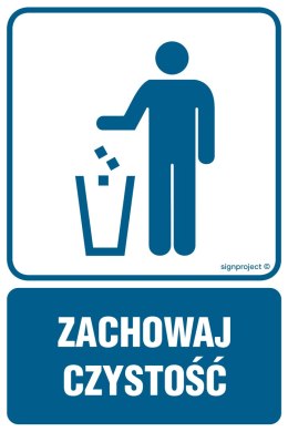 Znak RB007 Zachowaj czystość - kosz na odpadki, 500x750 mm, FN - Folia samoprzylepna